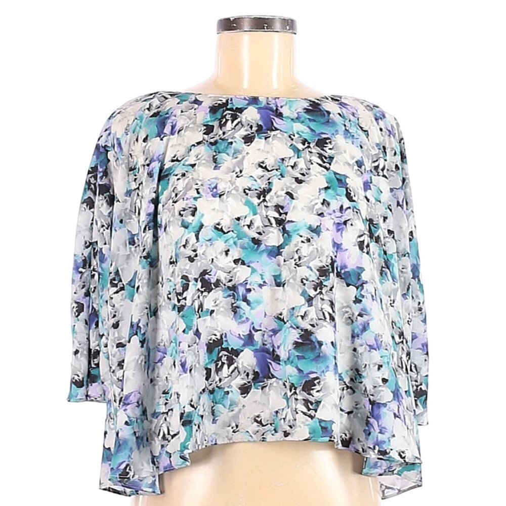 🌺 Sam Edelman Boho Oversized Boxy Floral Lightweight Teal Blouse Size M